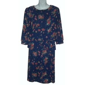 Vintage 80's Miss Oops Dress Carrie Bradshaw Floral Peplum Prairie Cottagecore
